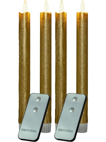 Novaliv Stabkerzen LED mit Timer GOLD 4 Stück GOLD indoor - 6 Stunden - ECHTWA in Gold