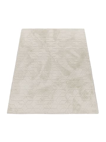 KADIMA DESIGN Hochflor Teppich waschbar Unifarben Struktur Schlafzimmer in Creme