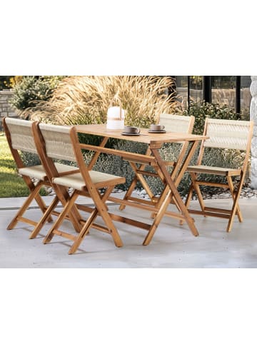 Beliani 5-tlg Klappbare Gartenmöbel PROSSEDI in Beige/Braun