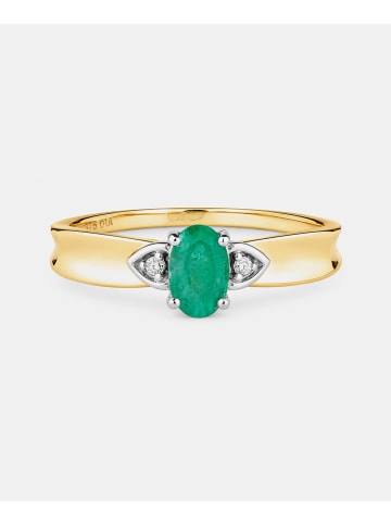 Diamant L'éternel Ring, mit Smaragd, 375 Gelbgold