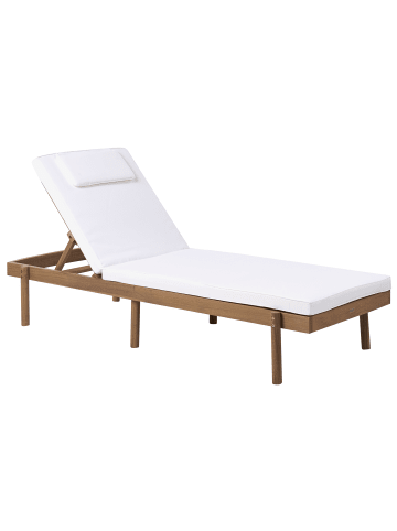Beliani Gartenliege MARCETELLI in Braun/Weiß - (W) 65 x (H) 36 x (L) 188 cm