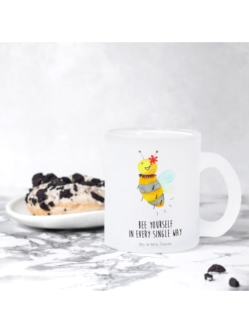 Mr. & Mrs. Panda Glas Biene Blume mit Spruch in Transparent