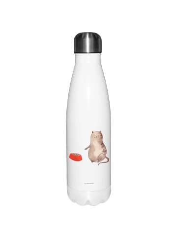 Mr. & Mrs. Panda Wasserflasche Katze Fressen ohne Spruch in Weiß