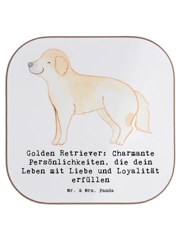Mr. & Mrs. Panda Untersetzer Glas Golden Retriever Charme mit Sp... in Weiß