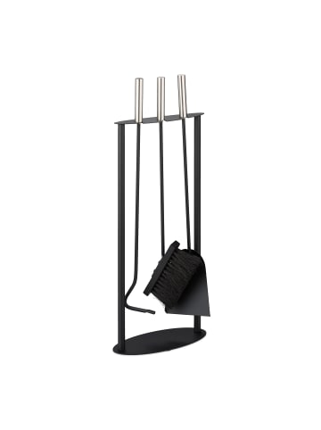 relaxdays 4-tlg. Kaminbesteck-Set in Schwarz/ Silber