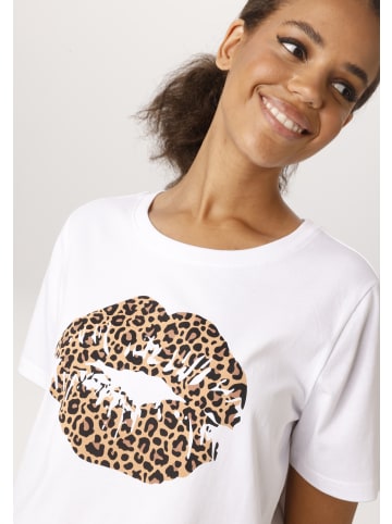 Aniston CASUAL T-Shirt in weiß-hellbraun-schwarz-braun