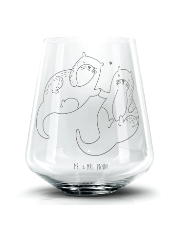 Mr. & Mrs. Panda Longdrinkglas Otter Hände halten ohne Spruch in Transparent