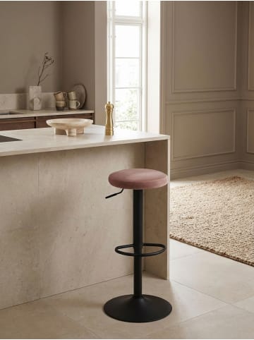 KADIMA DESIGN Barhocker | Höhenverstellbar 58-79cm, Eisen, Samt in Rosa