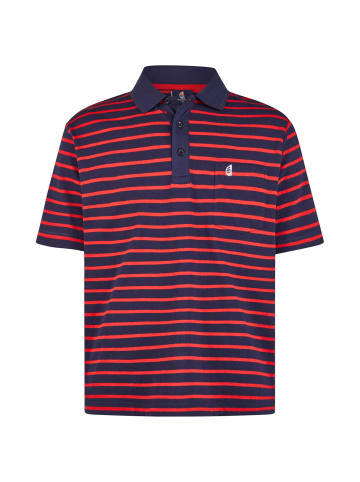 Wind Sportswear Polo Pique gestreift in marine red