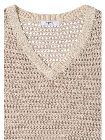 Cecil Pullover mit V-Neck und Garnmix in Beige