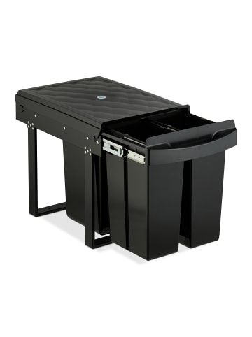 relaxdays Einbaumülleimer in Schwarz - 1x 20 l + 2x 10 l