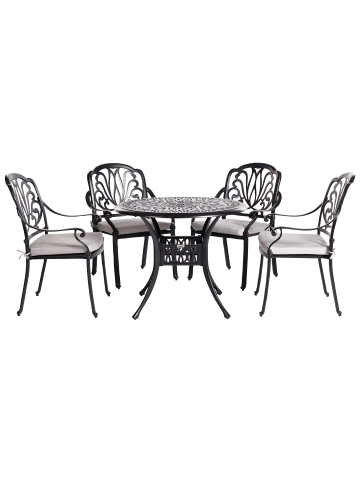 Beliani 5-tlg Gartentisch Set ANCONA in Schwarz/Beige
