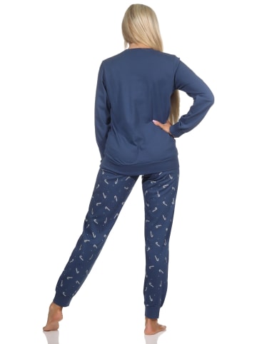 NORMANN Schlafanzug Weihnachten langarm Bündchen - 88724 in navy
