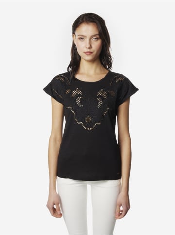 KOROSHI Besticktes kurzärmeliges Damen-T-Shirt in Schwarz