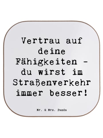 Mr. & Mrs. Panda Untersetzer Spruch Erste Erfahrungen im Straßen... in Weiß