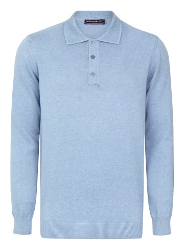 Felix Hardy Polo Kragen Langarm Pullover in Blau