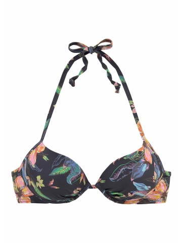 LASCANA Push-Up-Bikini-Top in anthrazit-bedruckt