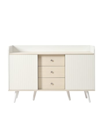 ABRIHOME Sideboard in Weiß mit 3 Schubladen und Stauraumregalen 117,5x40x80 cm