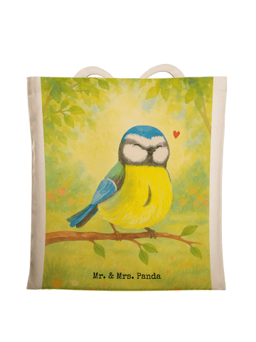 Mr. & Mrs. Panda Büchertasche Vogel Blaumeise Design ohne Spruch in Weiß
