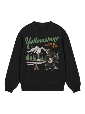 F4NT4STIC Sweatshirt US National Parks Yellowstone Bear Playing Banjo in schwarz
