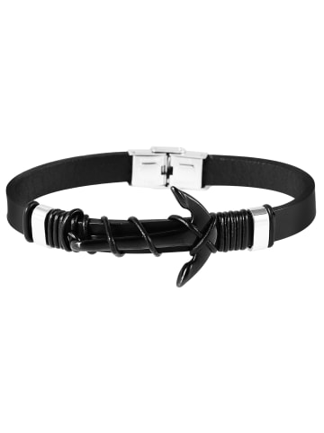 Adeliás Unisex Armband aus Leder 23 cm in schwarz