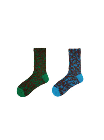 MUNADUNA 2er-Pack 3D-Relief Blumen-Socken-Farb-Mix