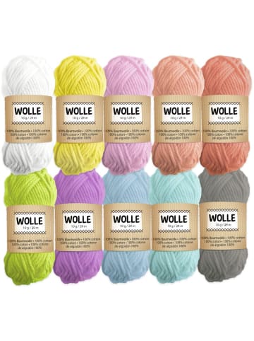 Buntpapierfabrik Ludwig Bähr Wolle 'Pastell' 10g Packung mit 10 Stück farbig sortiert