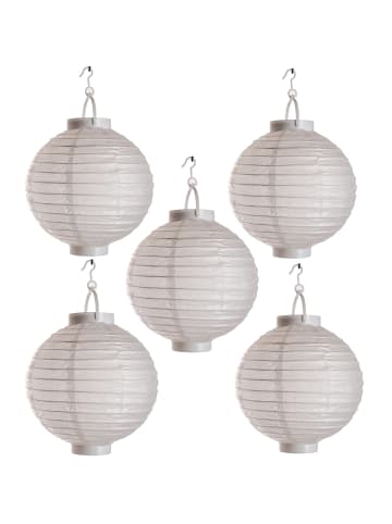 MARELIDA 5er Set LED Lampion Batteriebetrieb D: 30cm in weiß