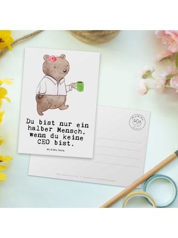 Mr. & Mrs. Panda Postkarte ZeichenO Herz mit Spruch in Weiß