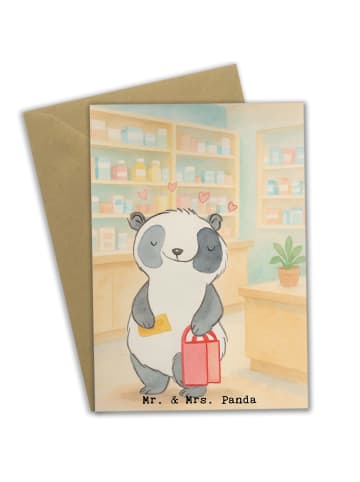 Mr. & Mrs. Panda babykarte Panda Shopping Design ohne Spruch in Weiß