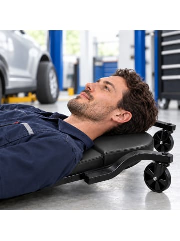 relaxdays Rollbrett Werkstatt in Schwarz  - (B)48,5 x (H)17 x (T)109 cm