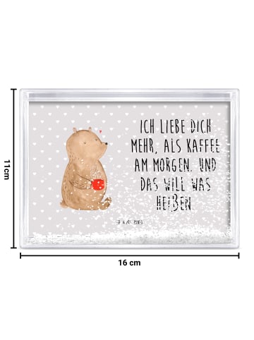 Mr. & Mrs. Panda Bilderrahmen Bär Morgenkaffee mit Spruch in Grau Pastell