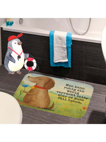 Mr. & Mrs. Panda Badvorleger Hund Blume Design mit Spruch in Weiß
