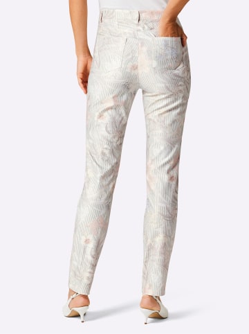 creation L 5-Pocket-Jeans in ecru-rosé-bedruckt
