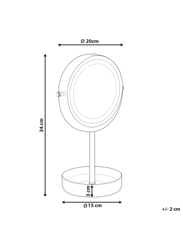 Beliani Kosmetikspiegel SAVOIE in Roségold/Schwarz - (W) 20 x (H) 34 x (L) 15 cm