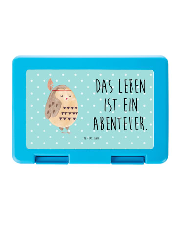 Mr. & Mrs. Panda Brotbox Eule Federschmuck mit Spruch in Türkis Pastell