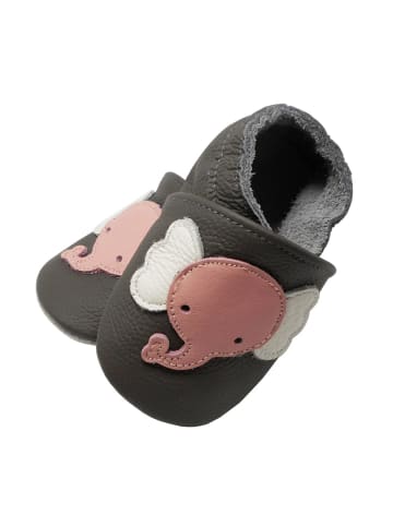 Yalion Leder-Krabbelschuhe in Grau