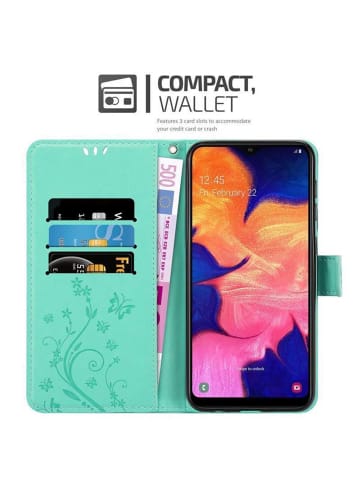 cadorabo Hülle für Samsung Galaxy A10 / M10 Blumen Design in FLORAL TÜRKIS