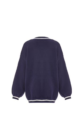SANIKA Damen Strickjacke in Marine Wollweiss