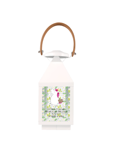 Mr. & Mrs. Panda Windlicht Outdoor Einhorn Koffer mit Spruch in Transparent