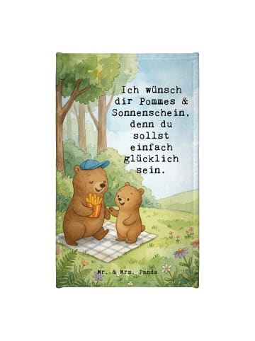 Mr. & Mrs. Panda Kleines Handtuch Bär Kind Pommes Design mit Spruch in Weiß