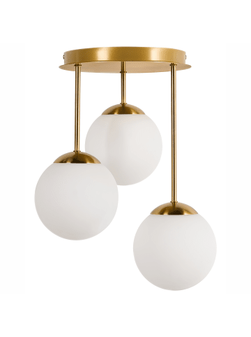 Beliani Deckenleuchten RIANA in Messing/Weiß - (W) 35 x (H) 43 x (L) 35 cm