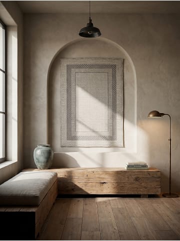KADIMA DESIGN Kurzflor-Teppich Pflegeleicht NORA Bordüre Strapazierfähig in Hellgrau
