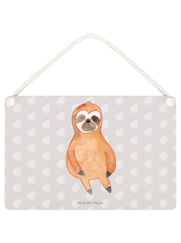 Mr. & Mrs. Panda Schild Faultier Zufrieden ohne Spruch in Grau Pastell