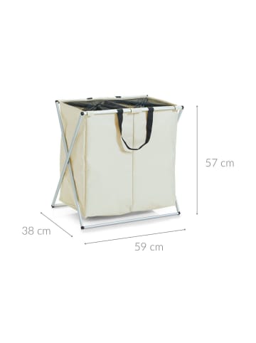 Zeller Wäschekorb 2 Fächer Wäschekorb 128 Liter in Beige, (B) 59 x (H) 57 x (L) 59 cm