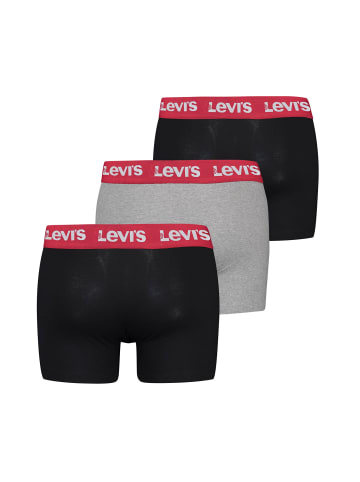 Levi´s Boxershort 3er Pack in Schwarz/Hellgrau/Rot