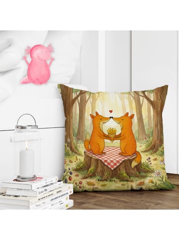 Mr. & Mrs. Panda Zier Kissen Füchse Liebe Pommes Design ohne Spruch in Weiß