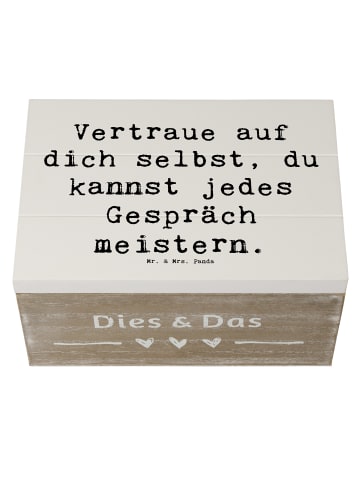 Mr. & Mrs. Panda Holzkiste Spruch Ein schwieriges Gespräch führe... in Weiß