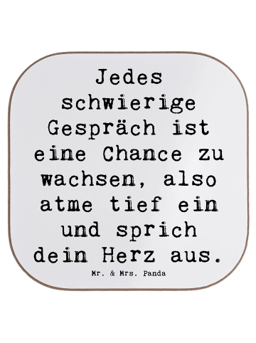 Mr. & Mrs. Panda Glasuntersetzer Spruch Ein schwieriges Gespräch... in Weiß