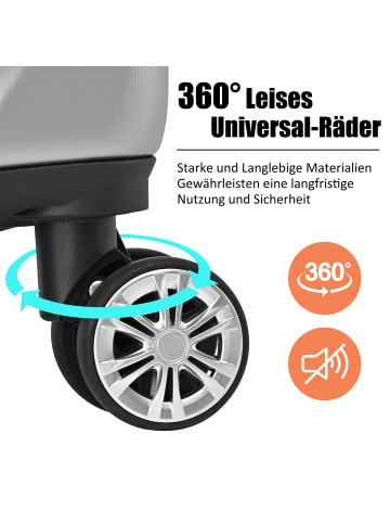 ABRIHOME Kofferset in Silbergrau mit 4 Rollen und TSA Schloss